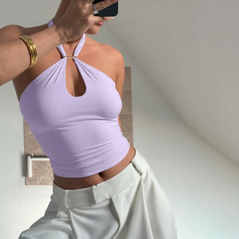 Top corto halter con espalda descubierta