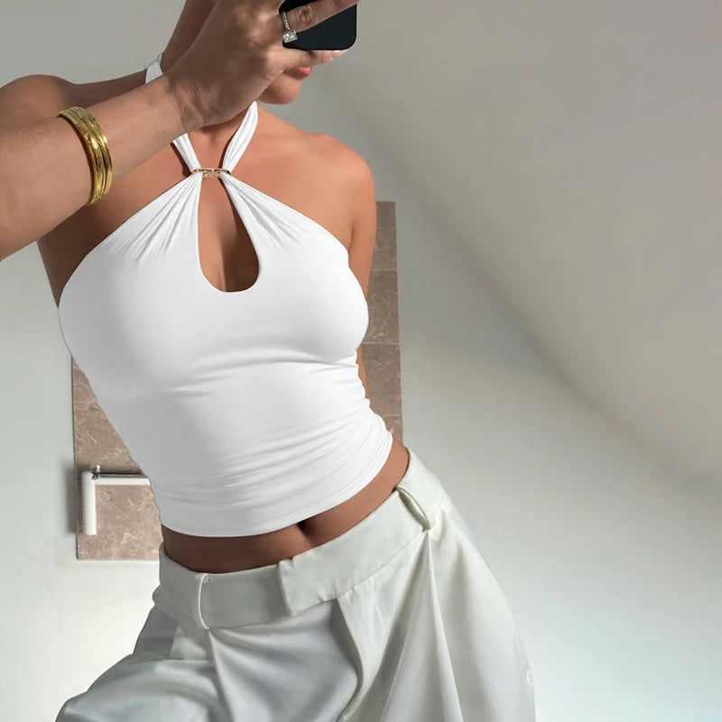 Top corto halter con espalda descubierta