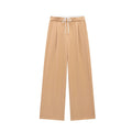 Pantalón recto con pinzas y cintura elástica