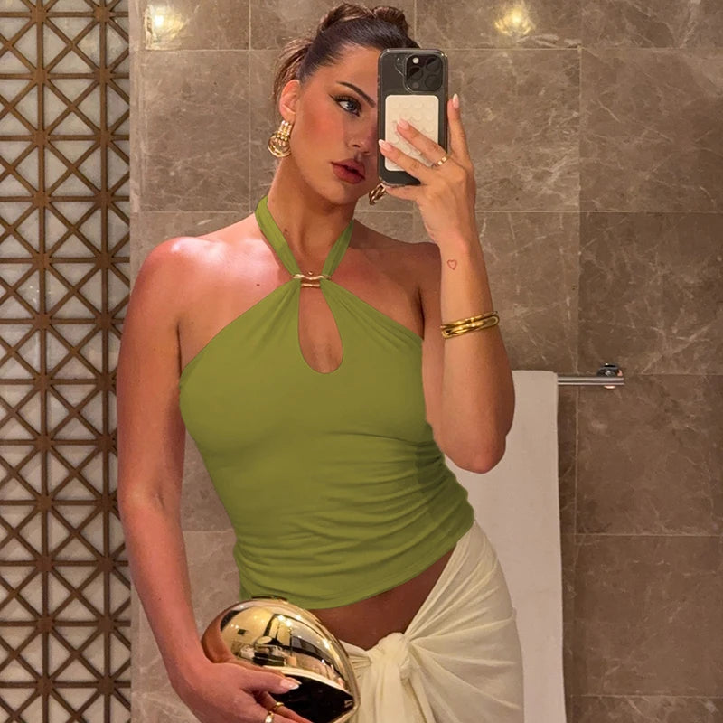 Top corto halter con espalda descubierta