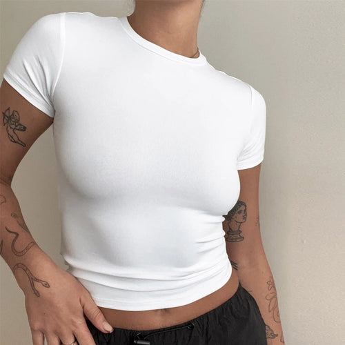 Camiseta de manga corta ajustada con cuello redondo