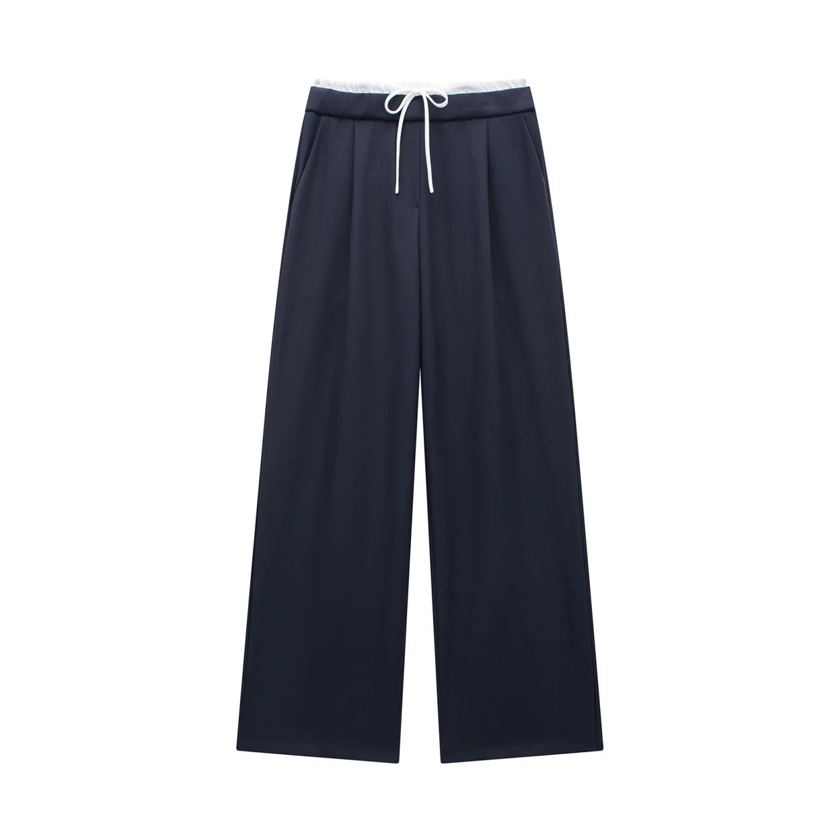 Pantalón recto con pinzas y cintura elástica