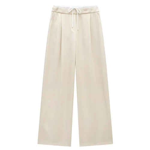 Pantalón recto con pinzas y cintura elástica