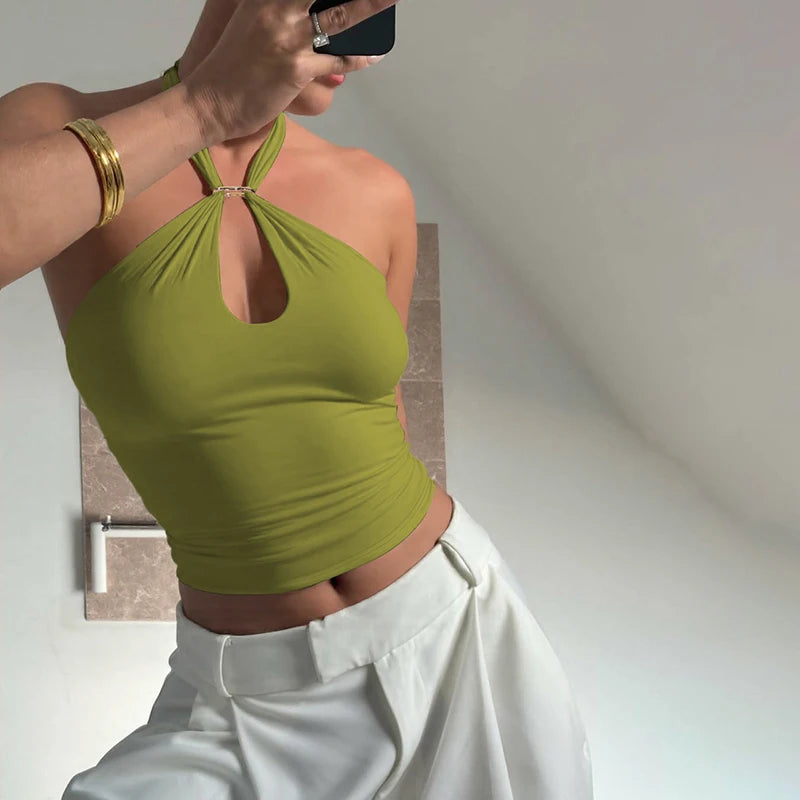 Top corto halter con espalda descubierta