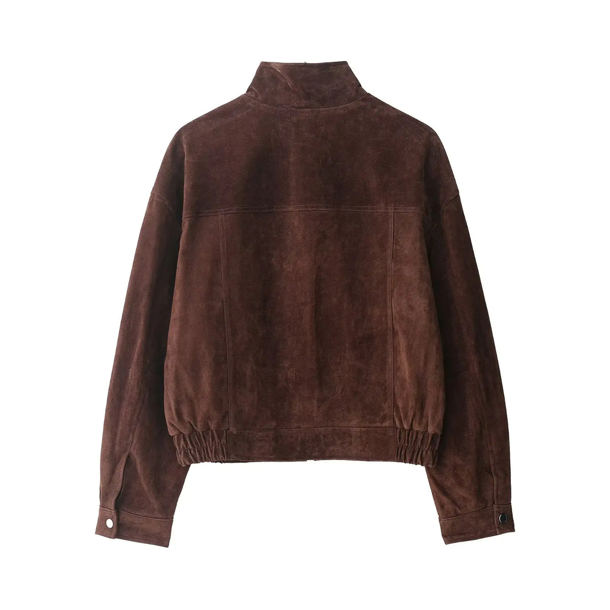 Chaqueta ajustada de cuello alto con cremallera y bolsillos