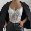 Top corset de encaje con escote en V y espalda descubierta