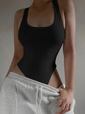 Body de punto sin mangas con cuello halter y ajuste ceñido