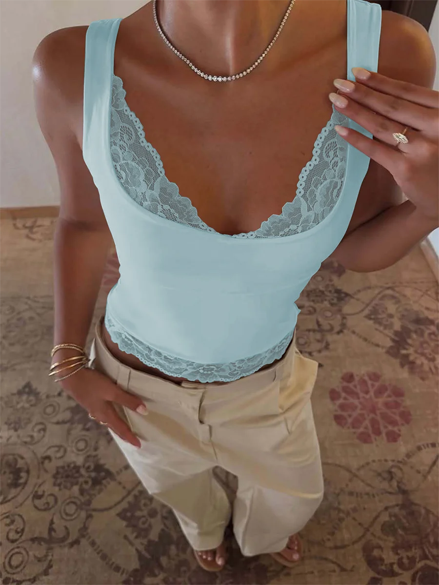 Top de encaje con escote cuadrado y espalda descubierta