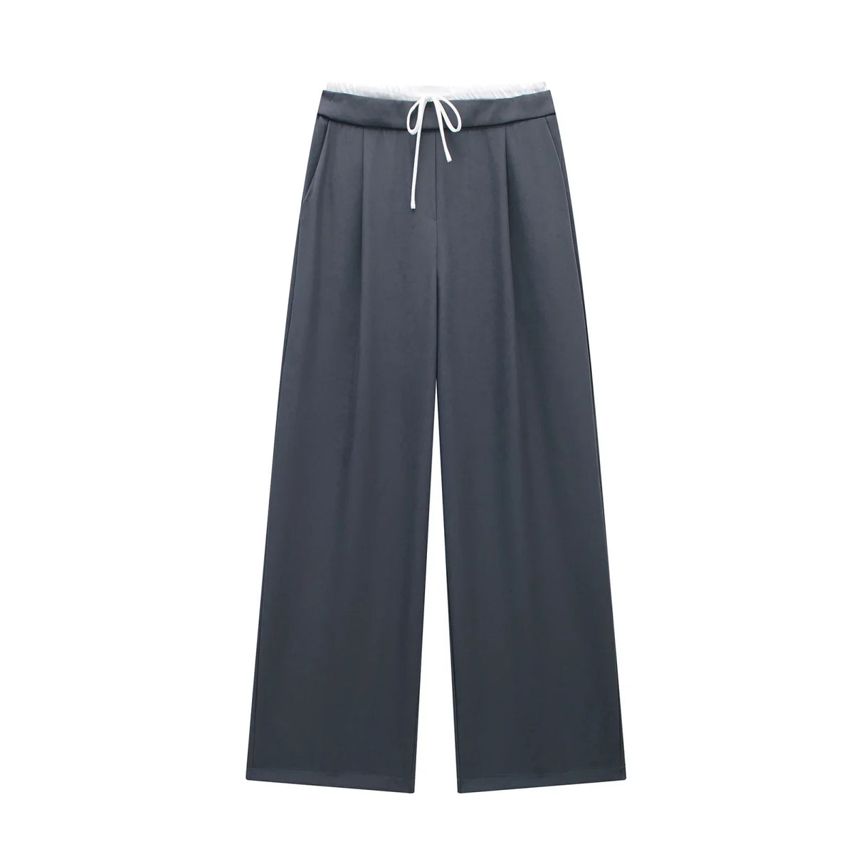 Pantalón recto con pinzas y cintura elástica