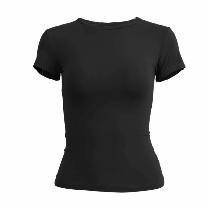 Camiseta de manga corta ajustada con cuello redondo