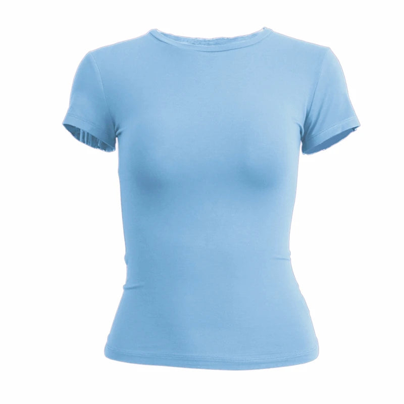 Camiseta de manga corta ajustada con cuello redondo